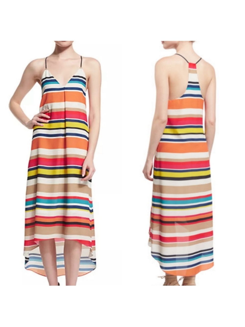 Alice + Olivia Striped Multicolor Racerback Maxi Dress